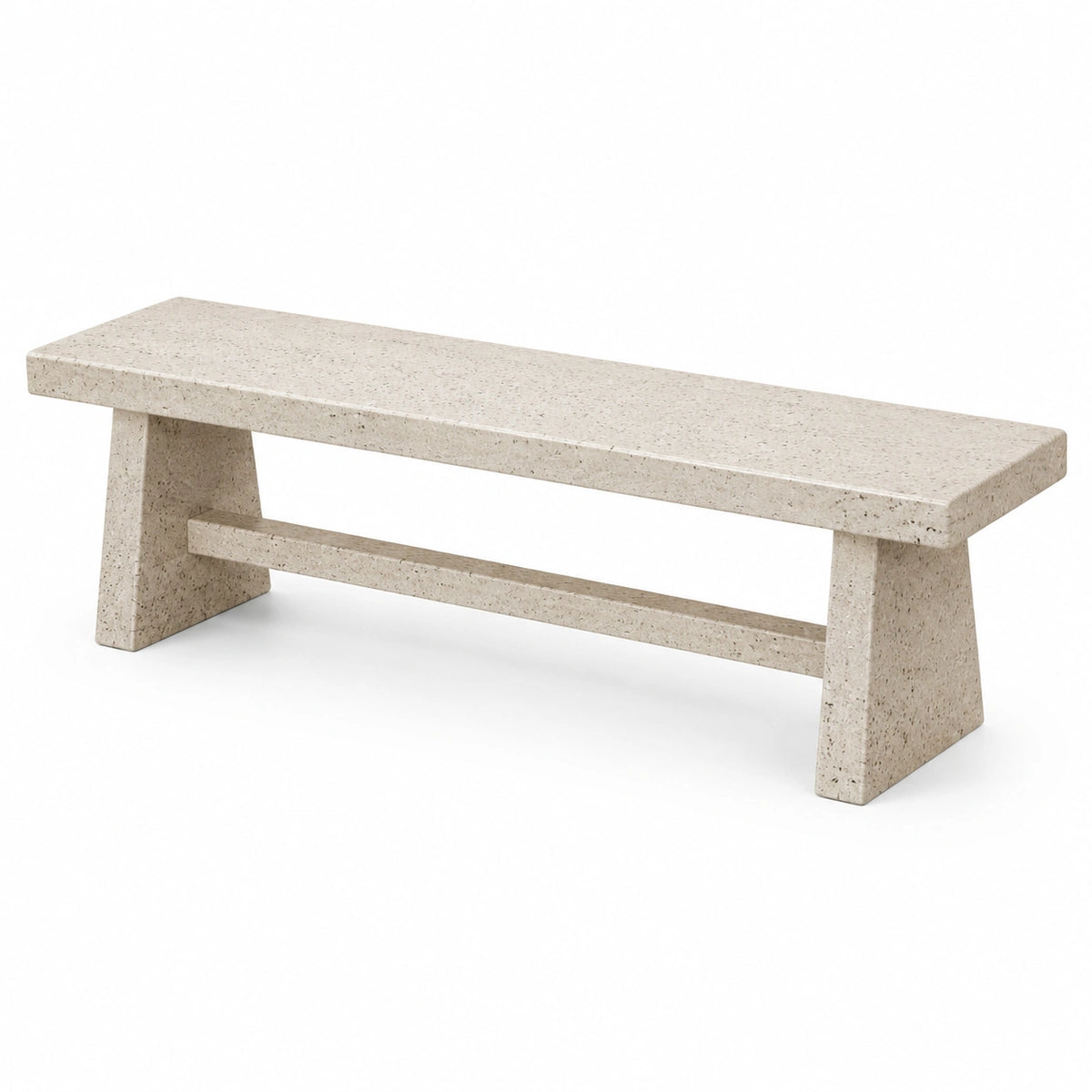 Minimalistische Steinbank in Beige, 140 x 40 x 45 cm