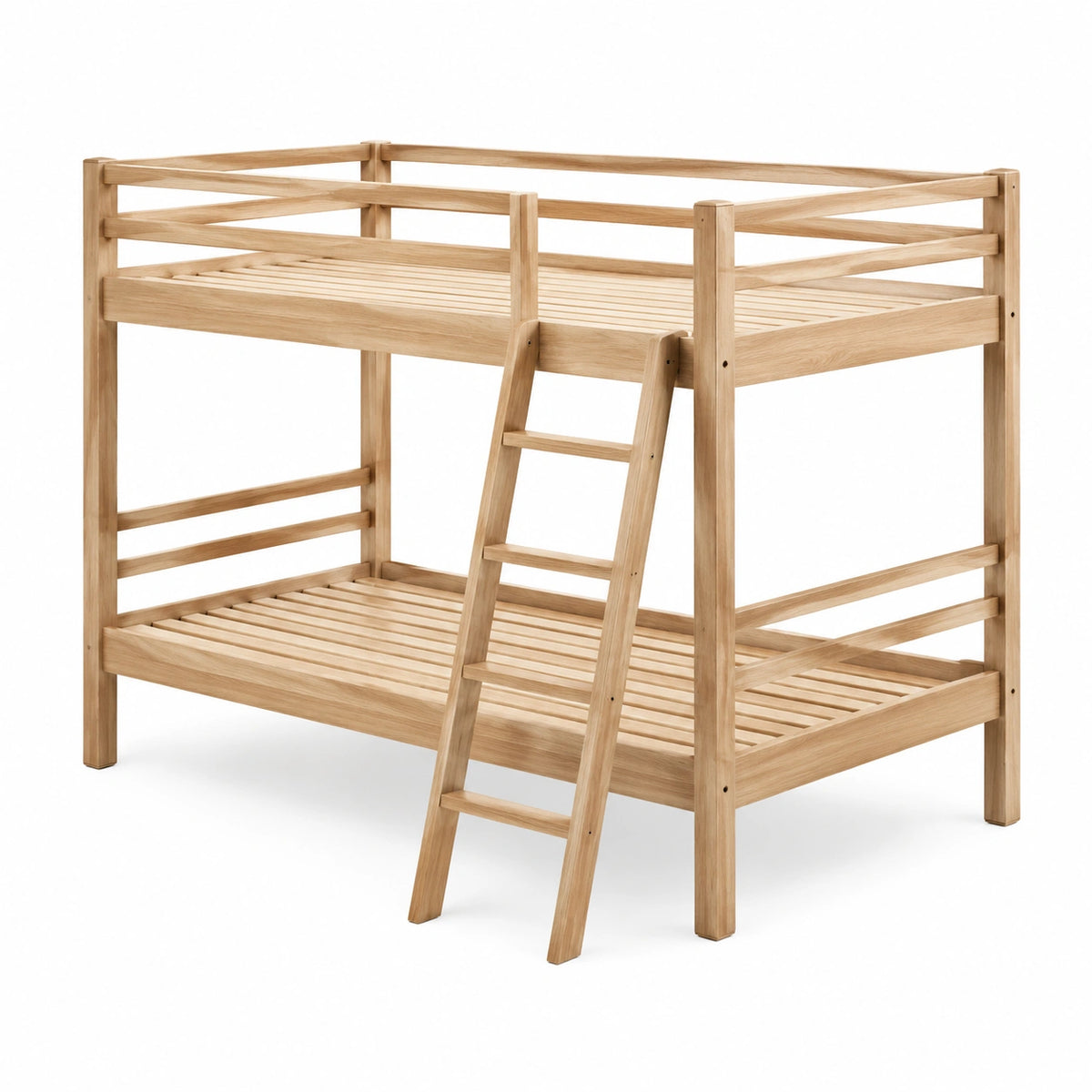 Holz-Etagenbett Natur 208 × 98 × 170 cm für Matratzen 90 × 200 cm mit Leiter und Lattenrosten