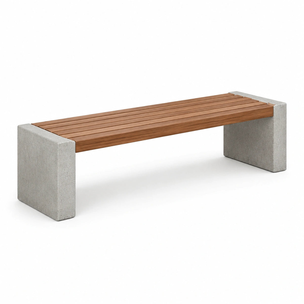 Braune Holzlatten mit grauen Betonelementen, 180 × 40 × 45 cm