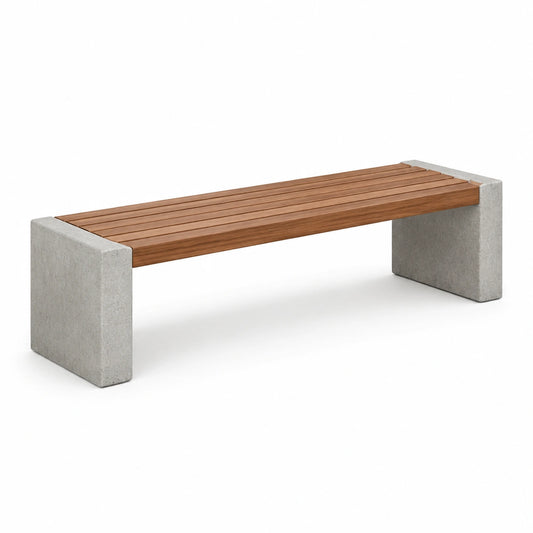 Braune Holzlatten mit grauen Betonelementen, 180 × 40 × 45 cm